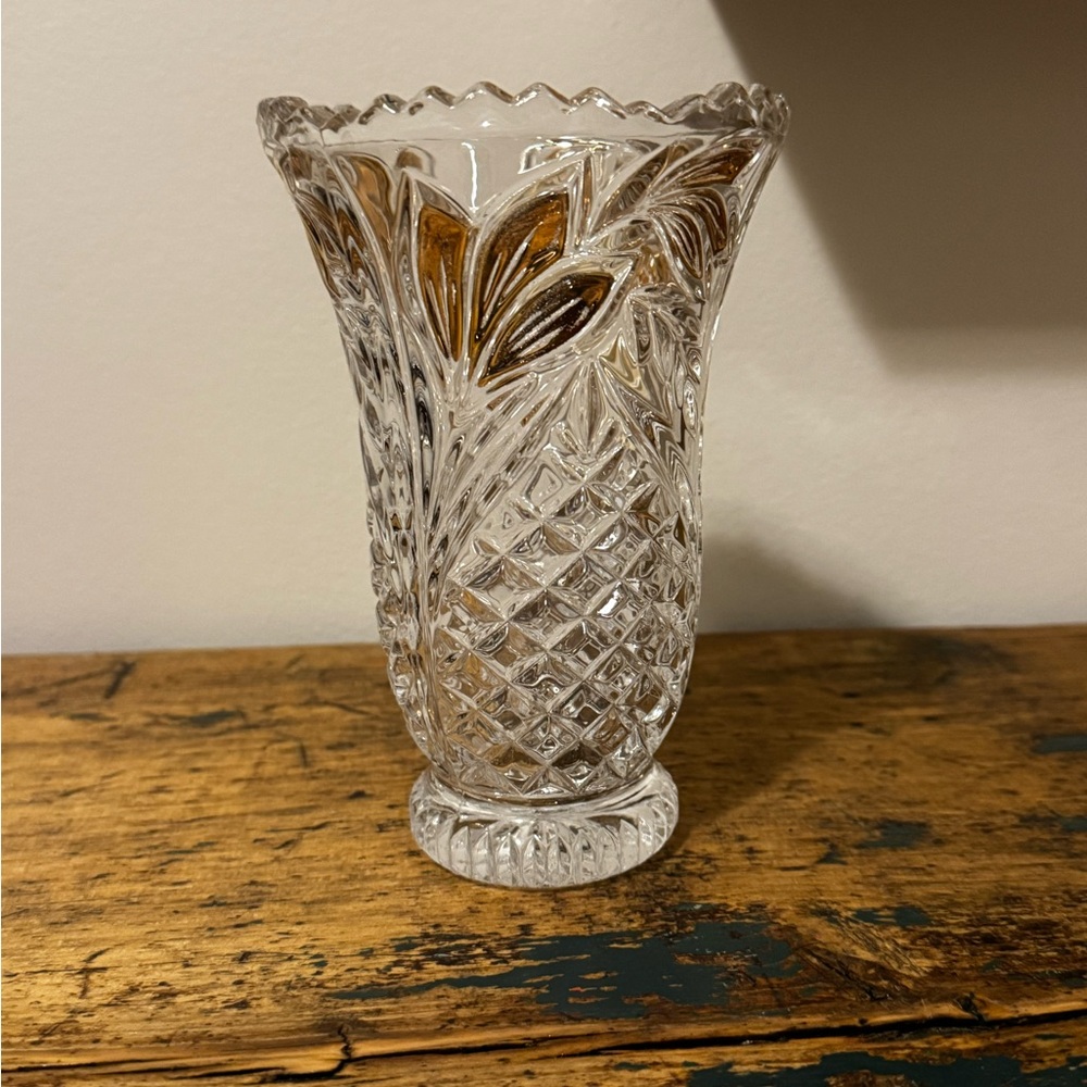 Crystal Vase with Amber Highlights
